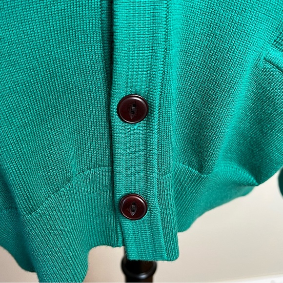 Lands End supima cotton classic grandpa cardigan sweater size large Kelly green - Picture 2 of 12